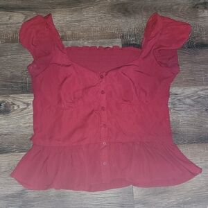 ❄️🩷Red Button-Up Top🎀